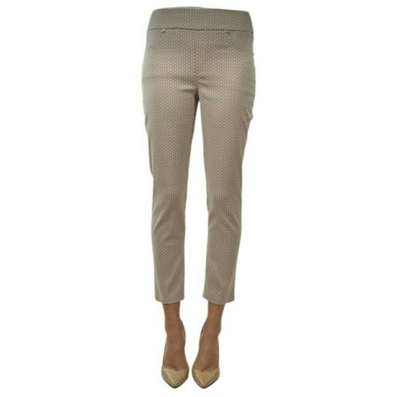 Joseph Ribkoff Pants - Joseph Ribkoff Tan White Circle Skinny Stretch Flat Front Pants Sz. 8 Bottoms